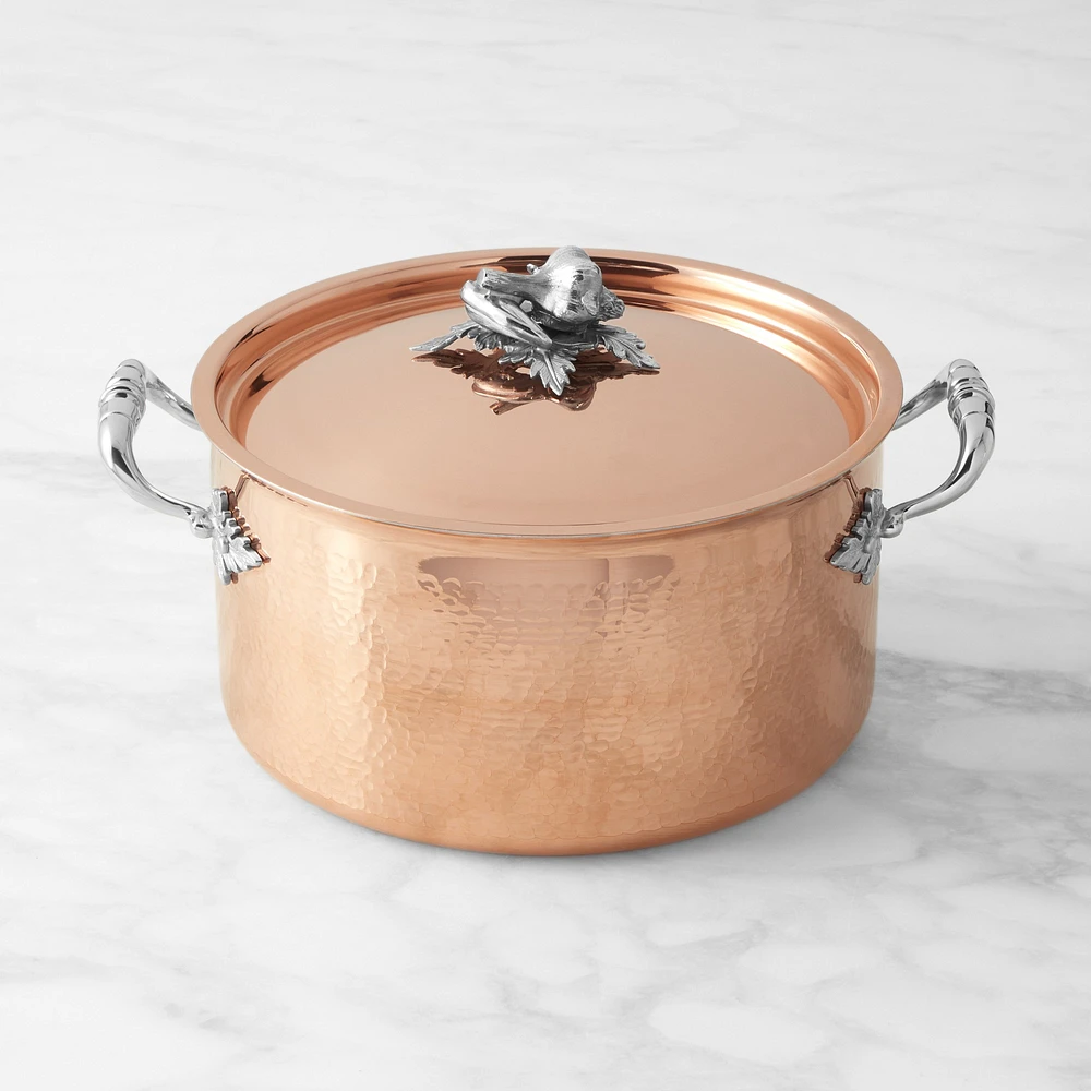 Ruffoni Opus Cupra Hammered Copper Stock Pot with Pepper Knob, 8-Qt.