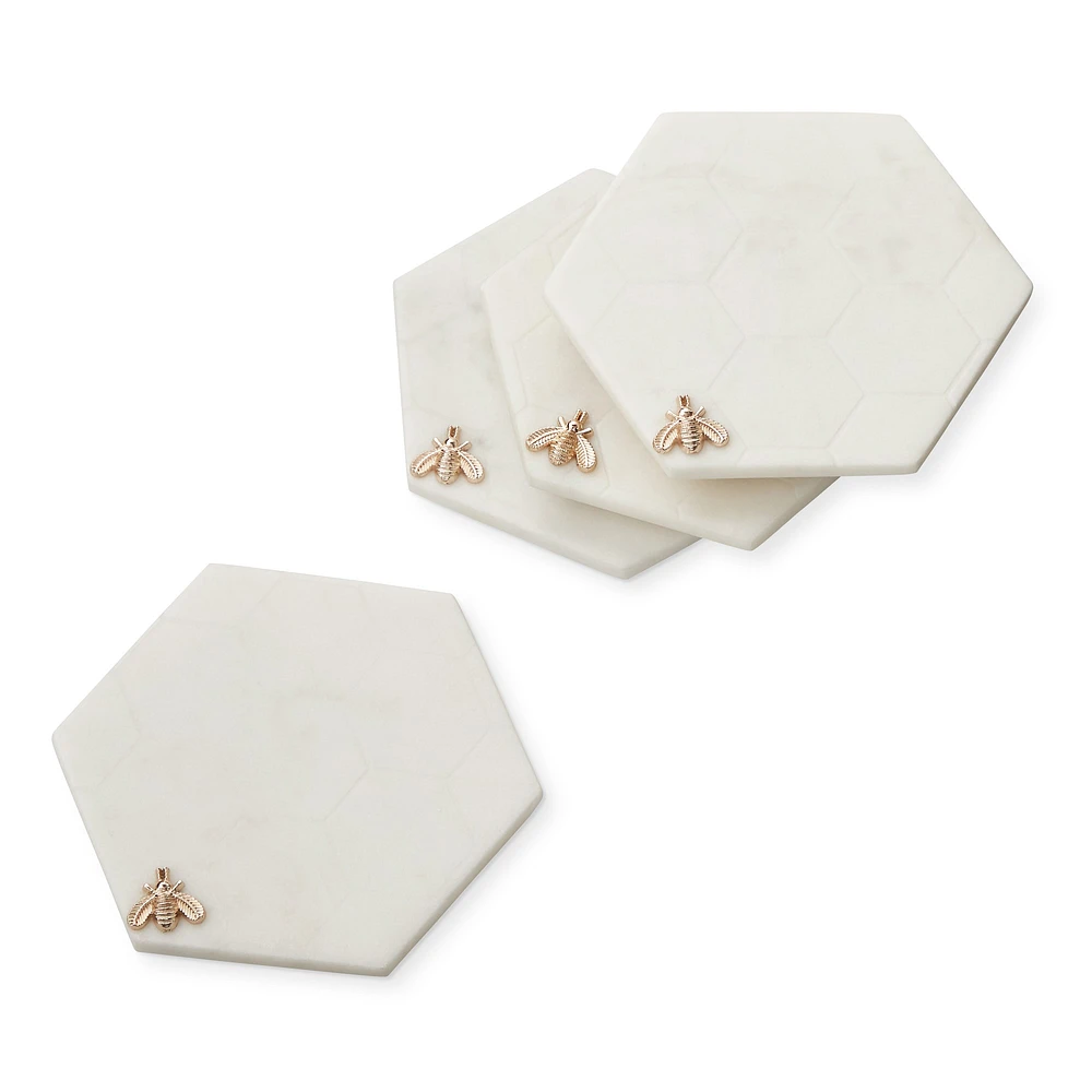 Marble Honeycomb Coasters, Set of 4