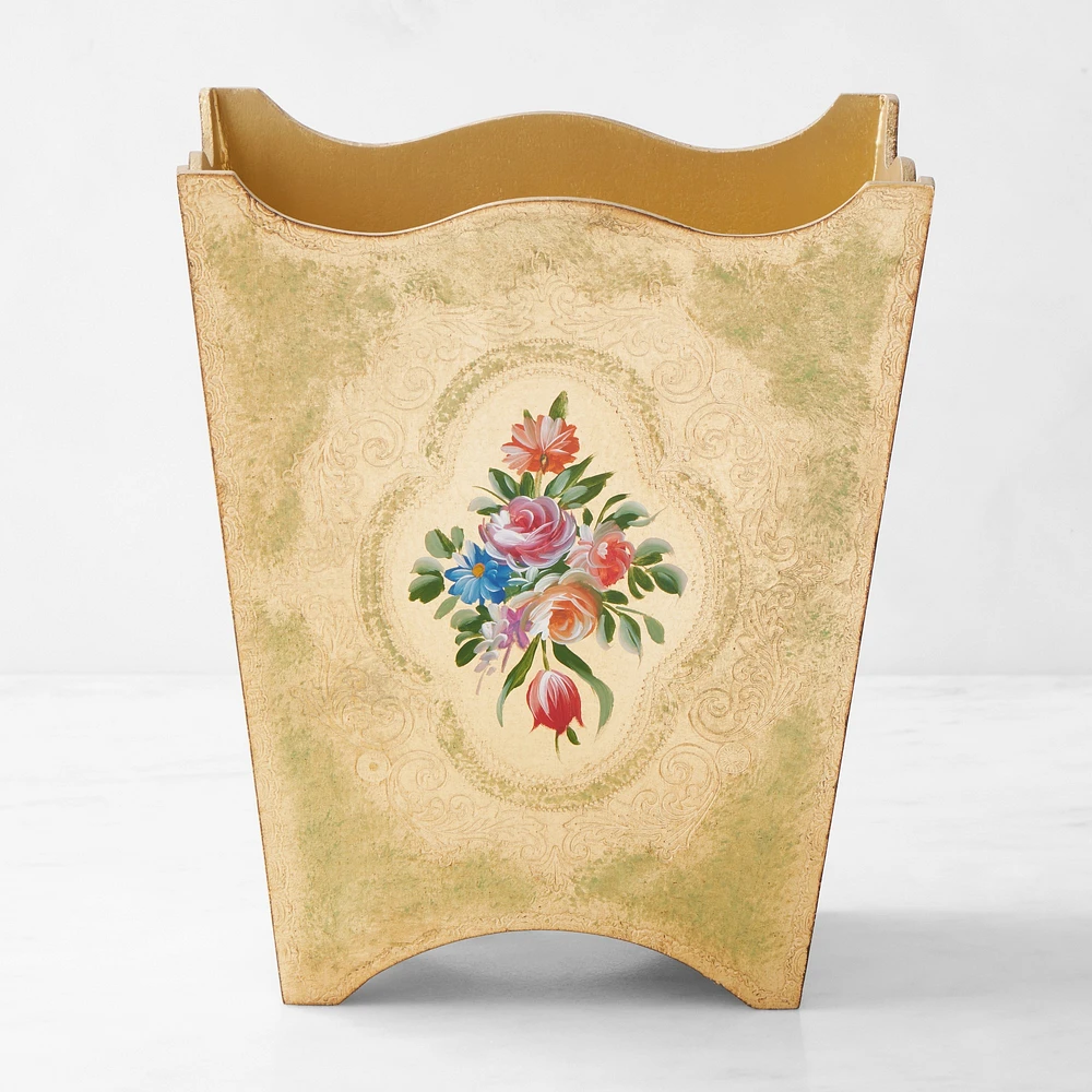 Florentine Wood Wastebasket