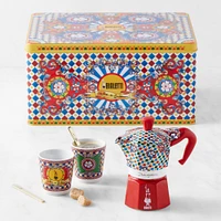 Bialetti Moka Dolce & Gabbana 2-Cup + 2 Espresso Cups & Stirrers Gift Set, Carretto