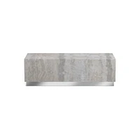 Travertine Rectangular Coffee Table, Stainless Steel (56")