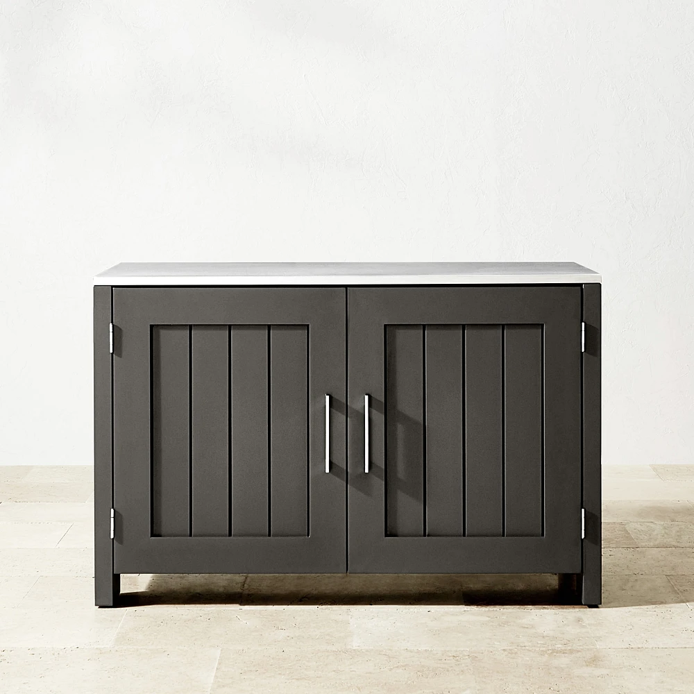 OPEN BOX: Larnaca Outdoor Slate Grey Metal 2-Door Cabinet