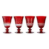 OPEN BOX: Wilshire Jewel Cut Red Goblets Mixed, Set of 4, Red