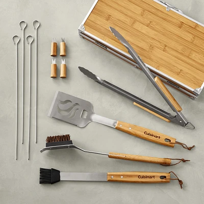 OPEN BOX: Cuisinart Bamboo Handled Grill Tools, 13 Piece Set