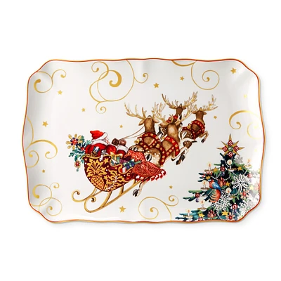 OPEN BOX: 'Twas the Night Before Christmas Large Rectangular Serving Platter, Sleigh