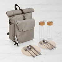 Carmel Roll Top Picnic Backpack Cooler with Utensil Set & Glass Water Bottles