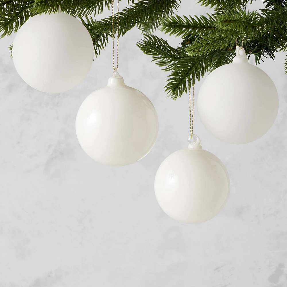 Jeff Leatham x Williams Sonoma Cream Ornaments, Set of 4