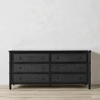 OPEN BOX: Colonial Cane 6 Drawer Dresser, Wood, Ebony