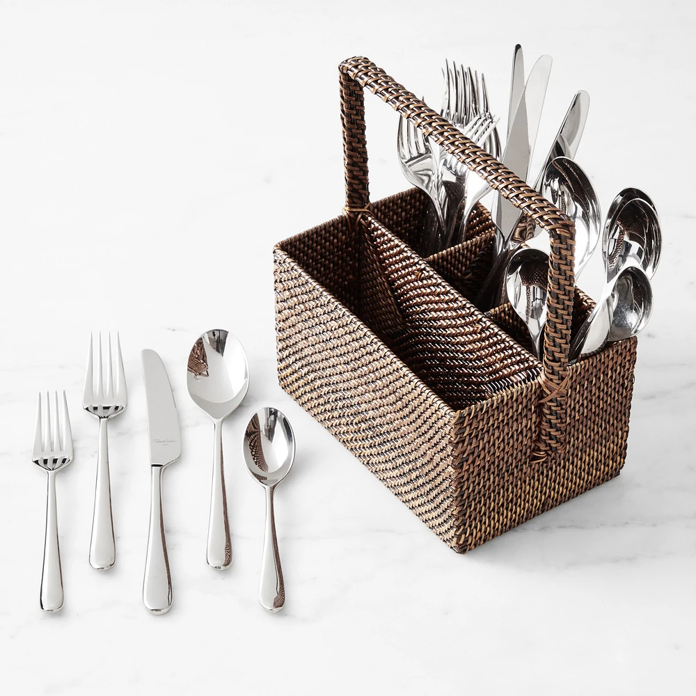 Nito Rectangular Flatware Caddy with Kingham Flatware Set