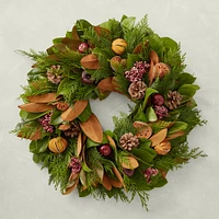 Holiday Fruit Live Wreath, 22"