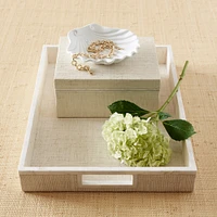 AERIN White Raffia and Shell Tray