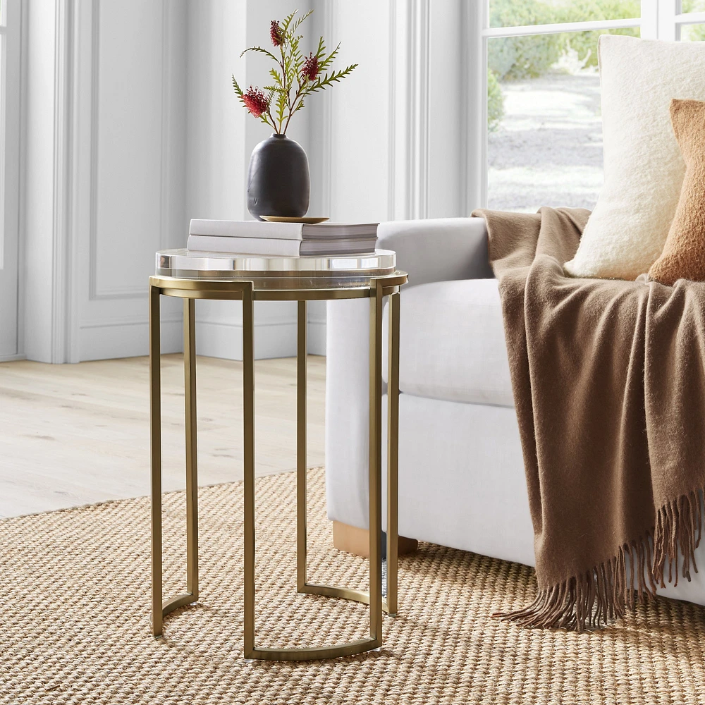 Lago Accent Table, Antique Brass (14")