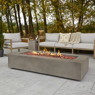 Cardona Mist Grey Rectangle Propane Fire Table with Natural Gas Conversion Kit (70")