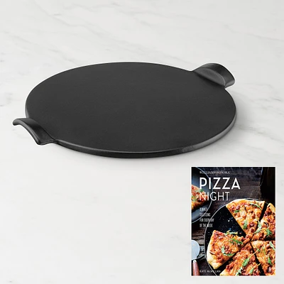 Emile Henry French Ceramic Pizza Stone with Williams Sonoma Pizza Night Cookbook