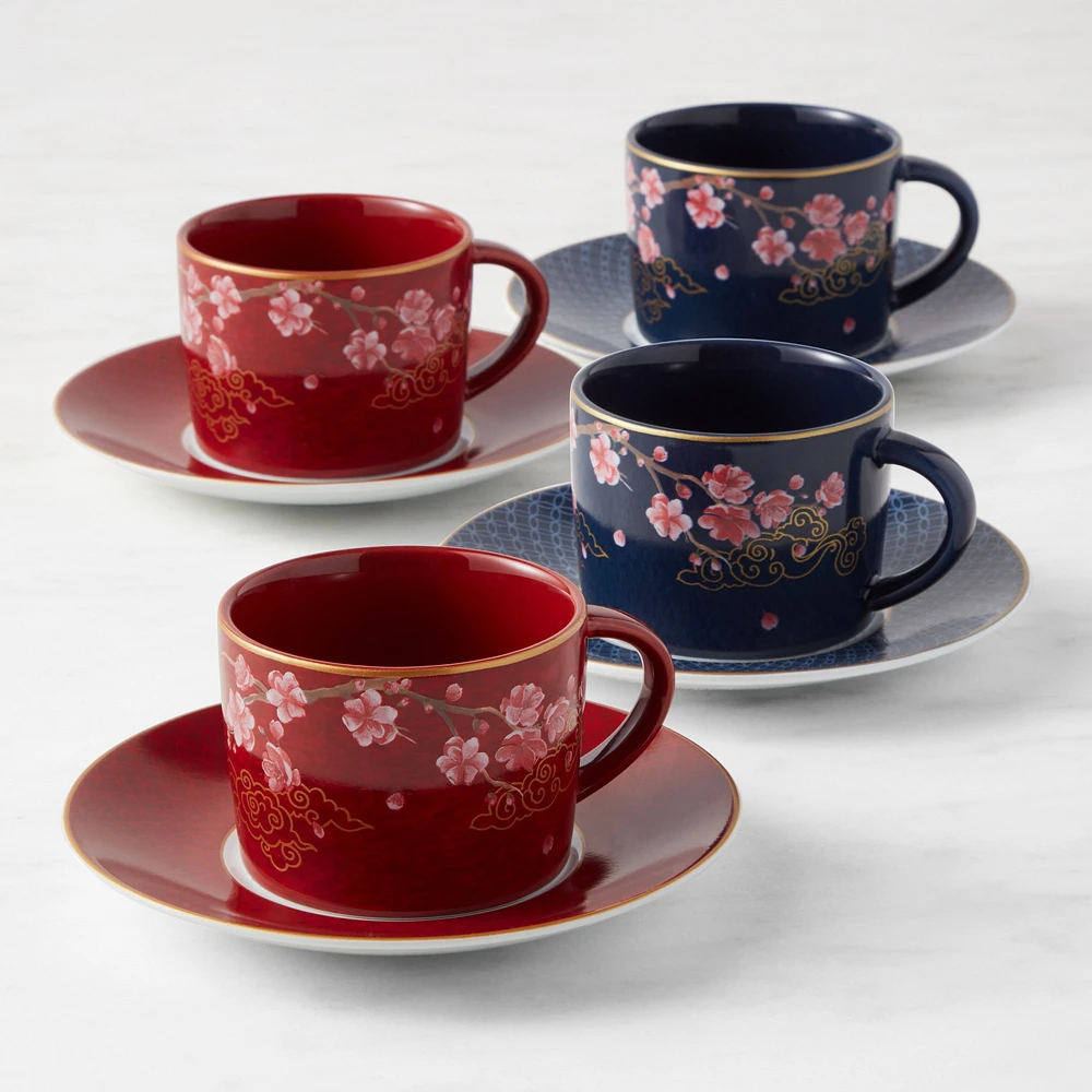 Lunar Cups & Saucers, Set of 4