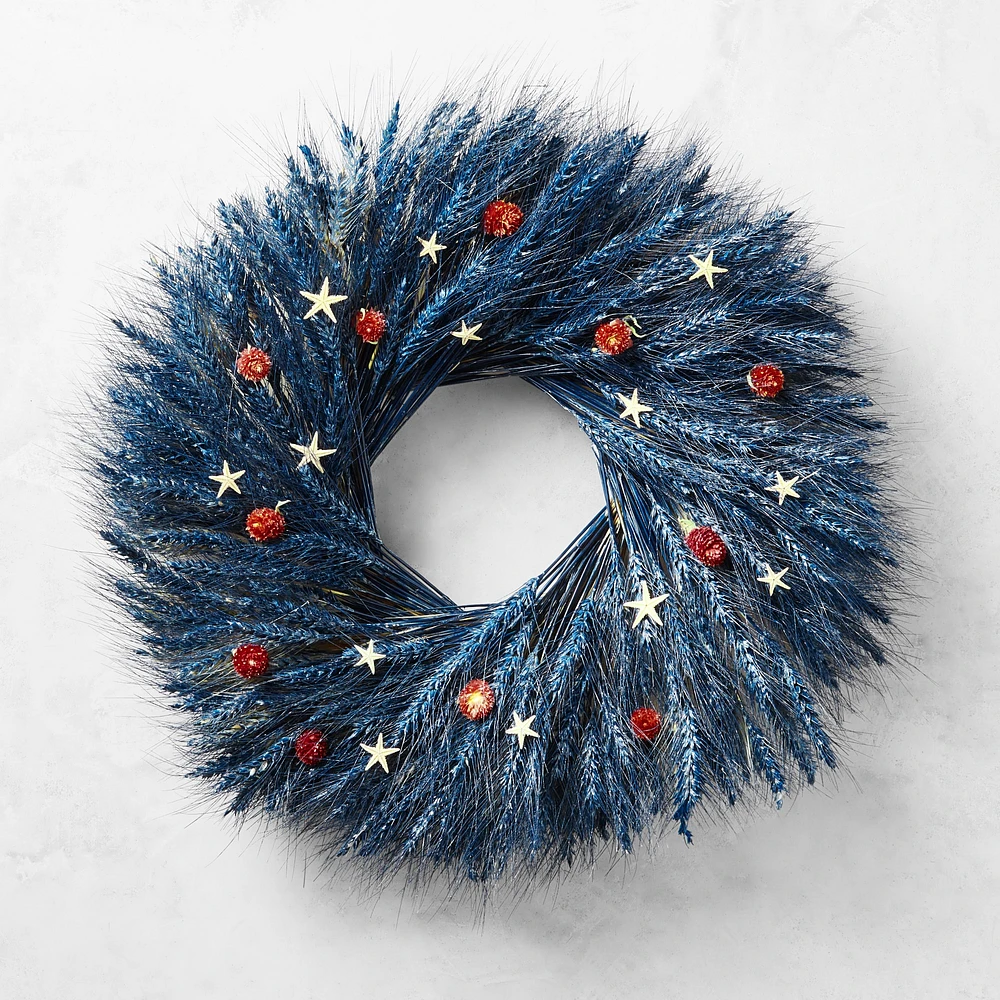 Red, White & Blue Star Live Wreath, 20"