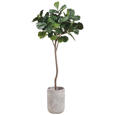 Faux Fiddle Leaf Tree in Fiber Cement Planter, 84"