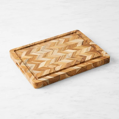 Williams Sonoma Herringbone Cutting and Carving Board, Teak