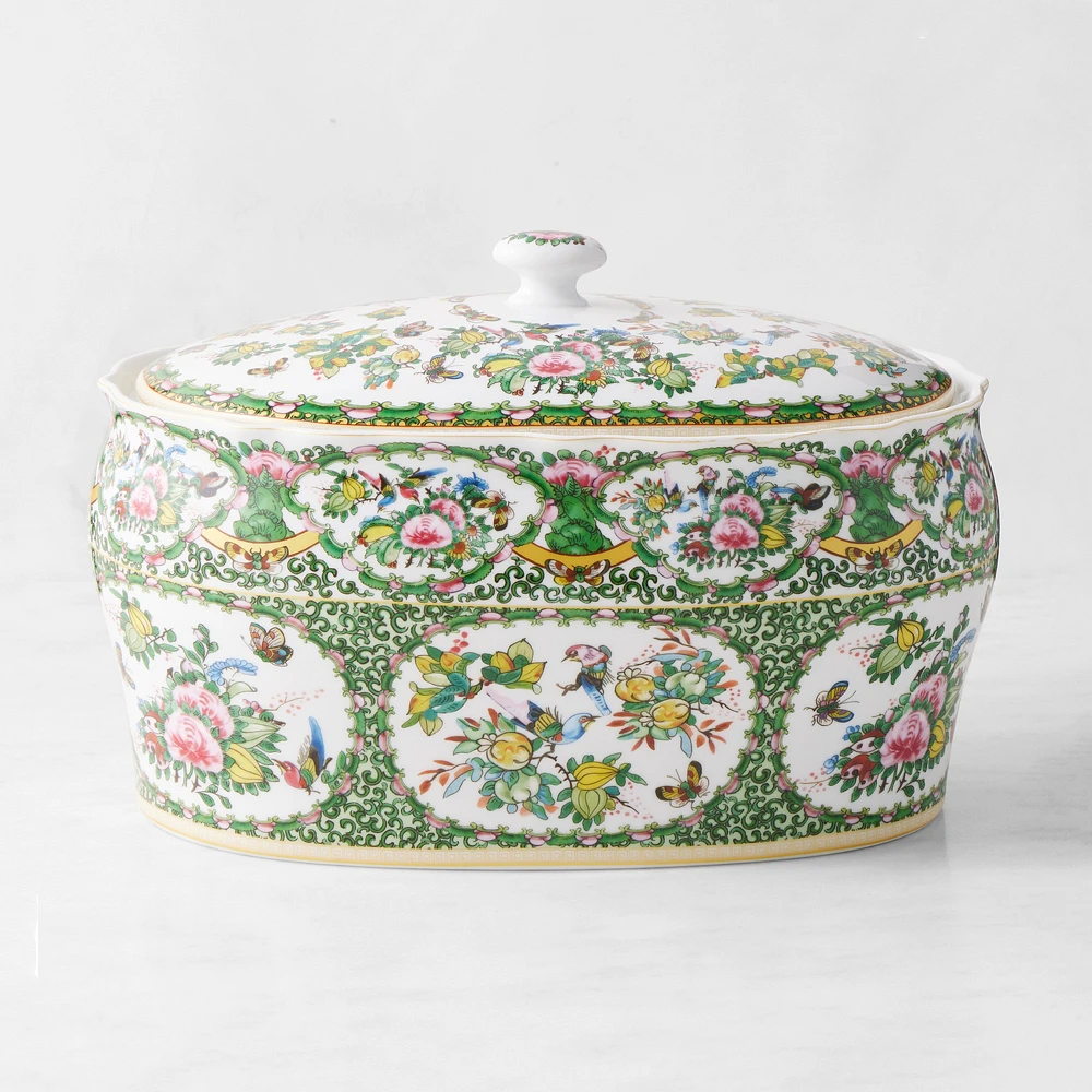 Famille Rose Ceramic Breadbox