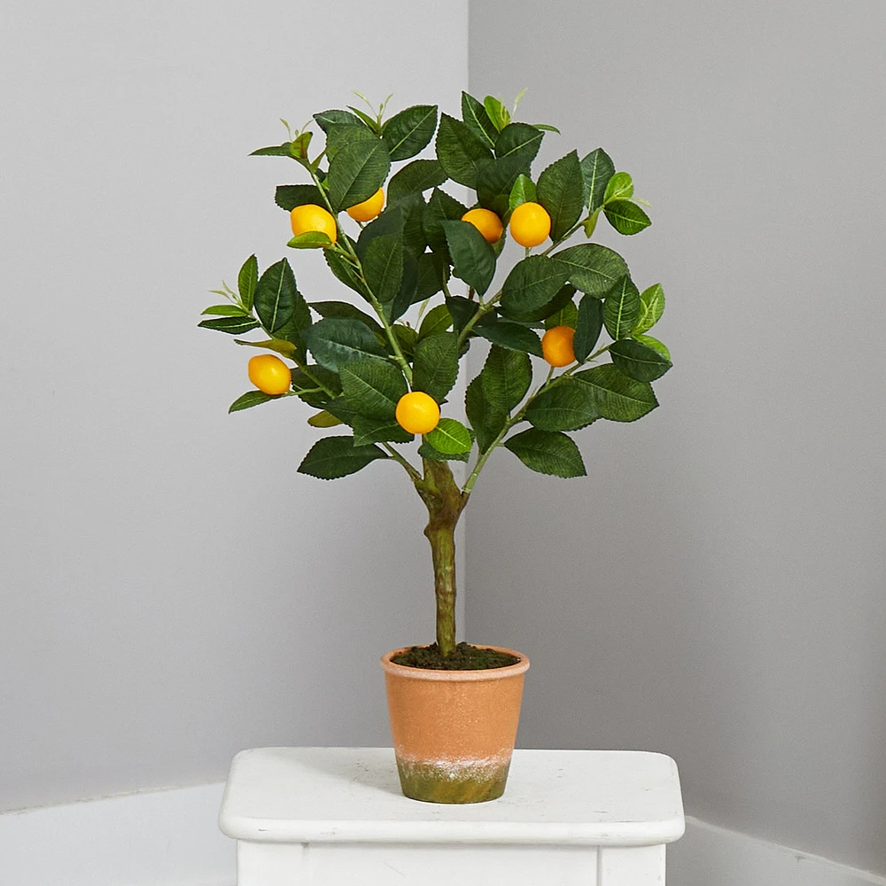 Faux Lemon Tree in Pot, 24"