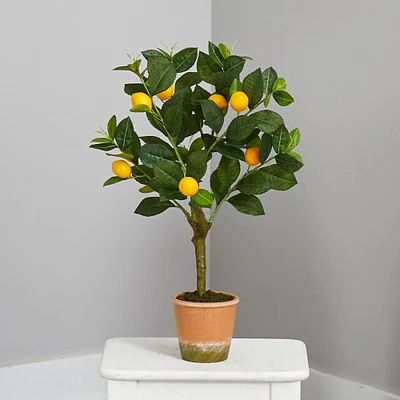 Faux Lemon Tree in Pot, 24"