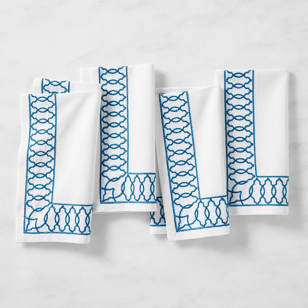 Embroidered Lattice Napkins, Set of 4