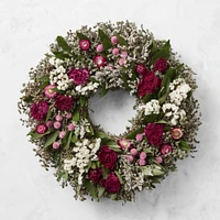 Peony Blooms Live Wreath, 20"