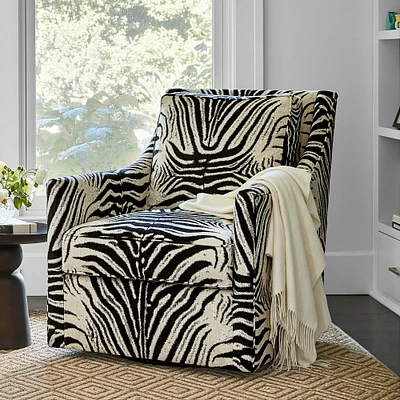 Zebra Upholstered Swivel Chair