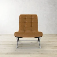 James Chair, Italian Distressed Leather, Caramel, Polished Nickel