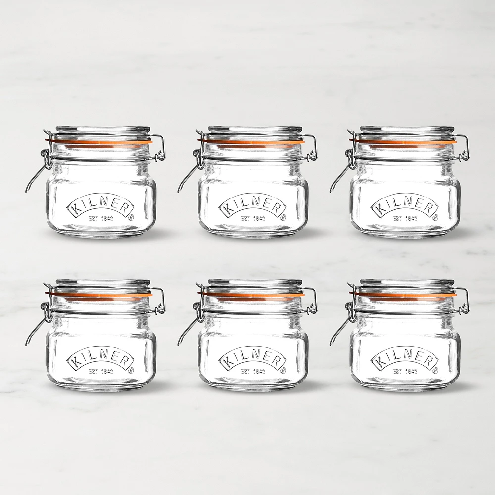 Kilner Square Clip Top Jar, Set of 6