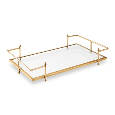 OPEN BOX: Antique Brass and Glass Tray