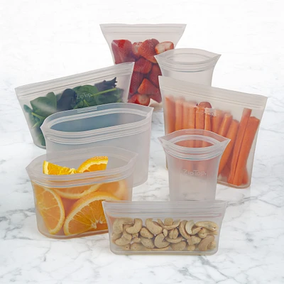 Zip Top 8-Piece Reusable Silicone Food Storage Set