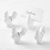 Stoneware Rooster Name Card Holders, Set of 4