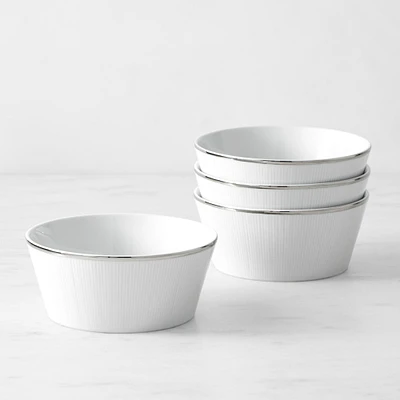 Pillivuyt Eventail Platinum Porcelain Cereal Bowls, Set of 4