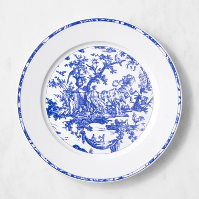 Pillivuyt French Toile Porcelain Dinner Plates, Set of 4