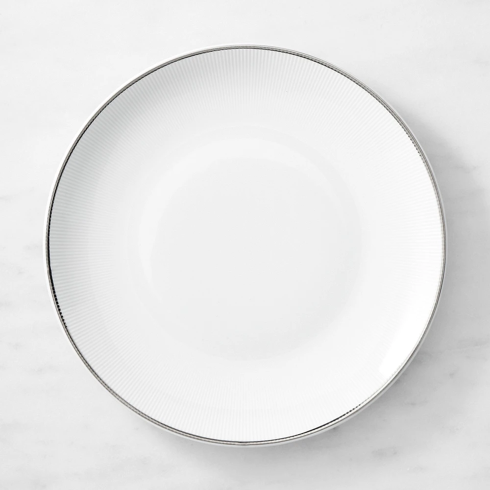 Pillivuyt Eventail Platinum Porcelain Dinner Plates, Set of 4