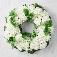 UV Protected Faux White Hydrangea Wreath, 27"