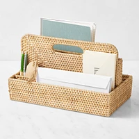 Hold Everything Rattan Divided Mail Basket