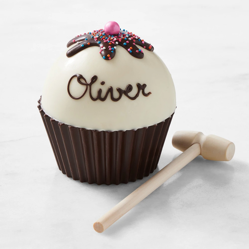 Personalized Chocolate Breakable Birthday Cupcake