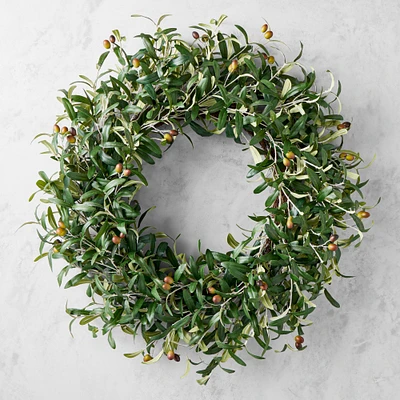 UV Protected Faux Olive Wreath, 26"