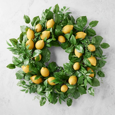 UV Protected Faux Lemon Wreath, 28"