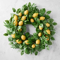 UV Protected Faux Lemon Wreath, 28"