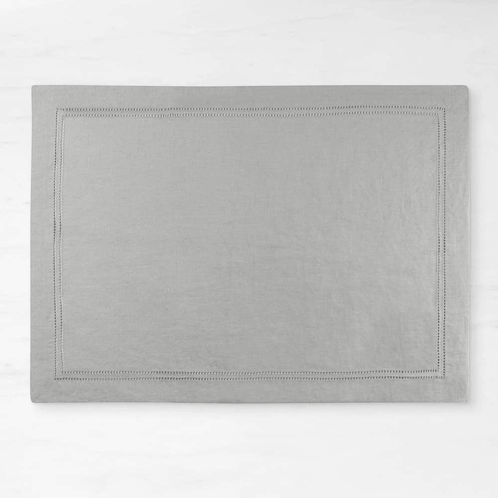 Linen Double Hemstitch Placemats, Set of 4