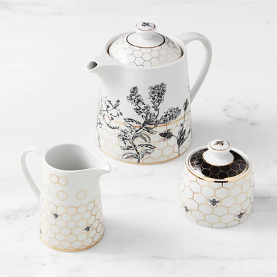 Honeycomb Teapot with Cream & Sugar Set