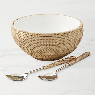 Light Woven Salad Bowl & Servers