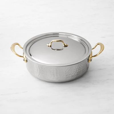 Mauviel M'Elite B Hammered Stainless-Steel Rondeau, 6-Qt.