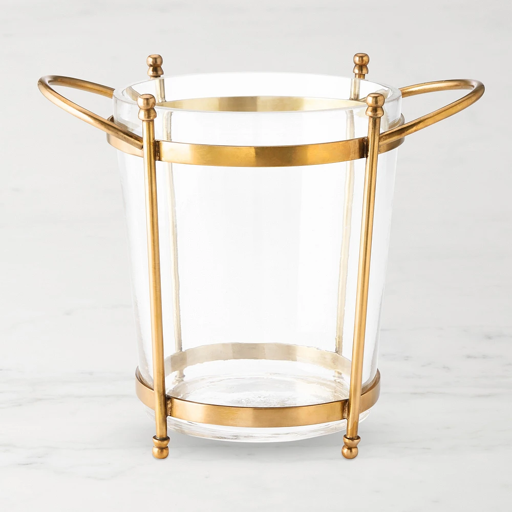 Antique Brass & Glass Champagne Bucket