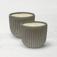 K. Hall Grooved Cement Citronella Candle, Set of 2