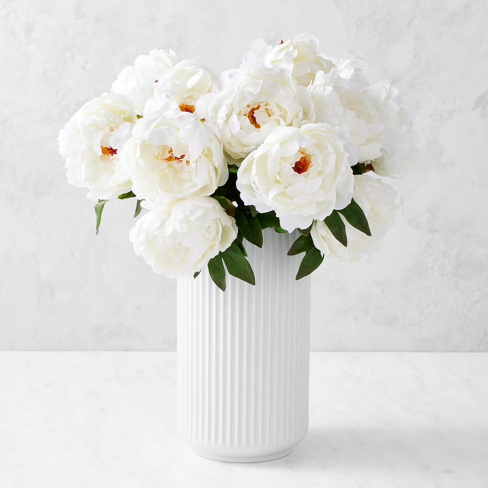 Jeff Leatham x Williams Sonoma Real Touch Faux White Peony Stems, Set of 12