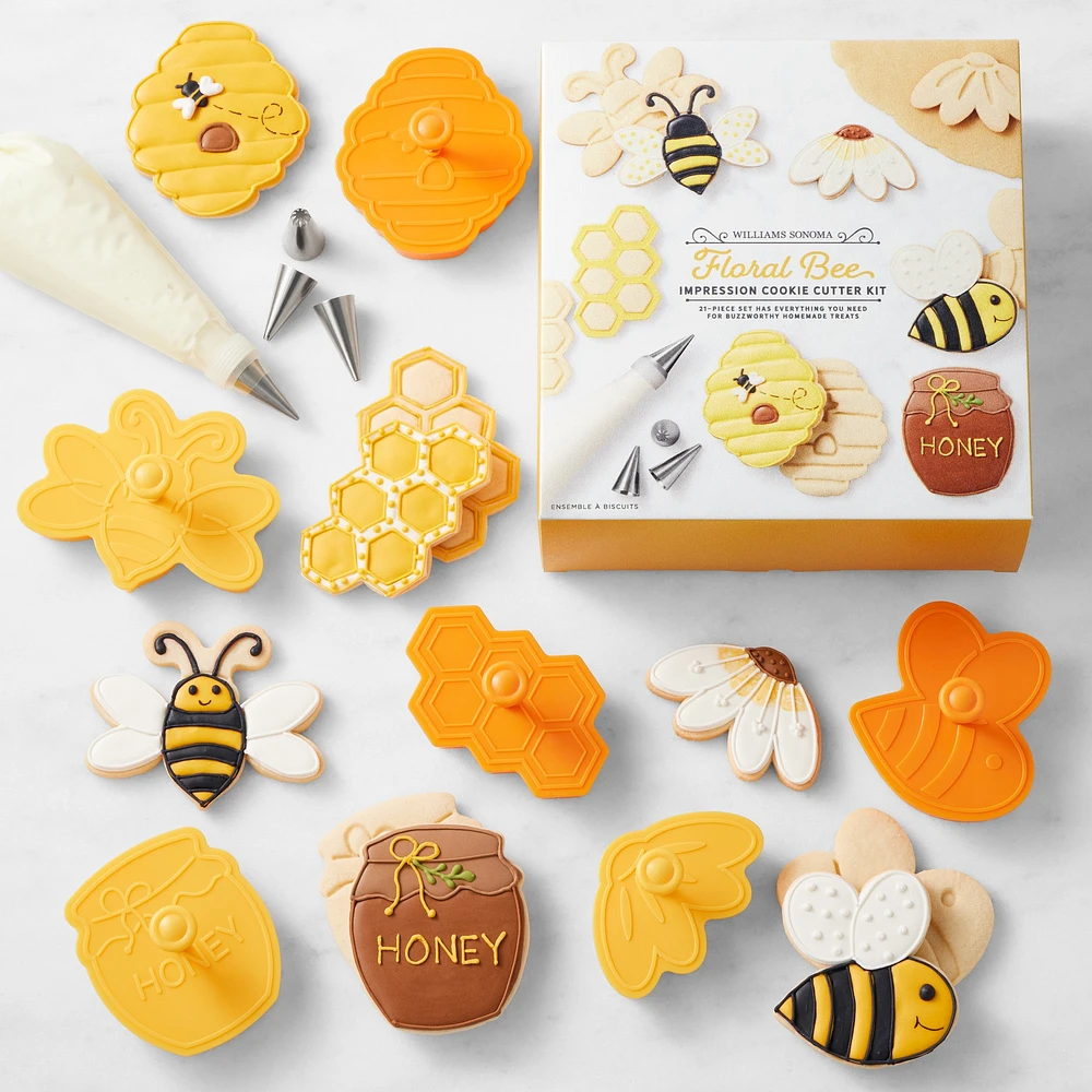 Williams Sonoma Bee Floral Impression Cookie Cutters, 21 Piece Set